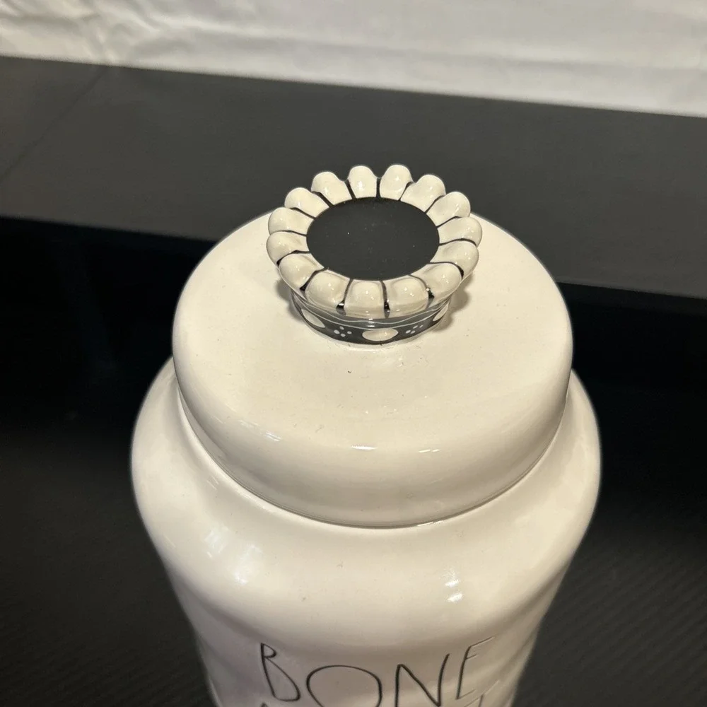 Rae Dunn Large Canister With Lid Bone Appetit Crown Finial